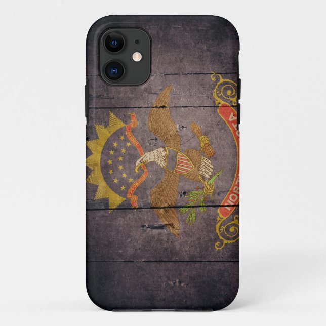 Rugged Wood North Dakota Flag Case-Mate iPhone Case (Back)