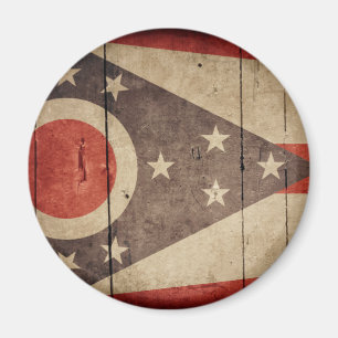 Rugged Wood Ohio Flag Magnet