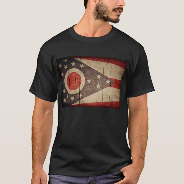 Rugged Wood Ohio Flag T-Shirt (Front)