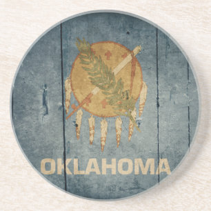 Rugged Wood Oklahoma Flag Coaster