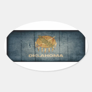 Rugged Wood Oklahoma Flag Oval Sticker