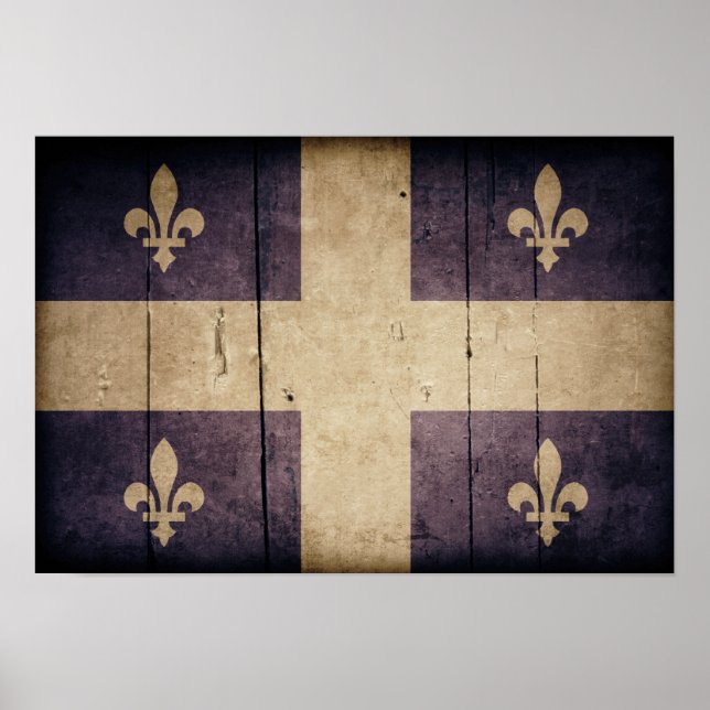 Rugged Wood Quebec Flag Poster (Front)