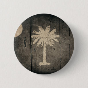 Rugged Wood South Carolina Flag 2 Inch Round Button