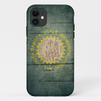 Rugged Wood South Dakota Flag iPhone 11 Case