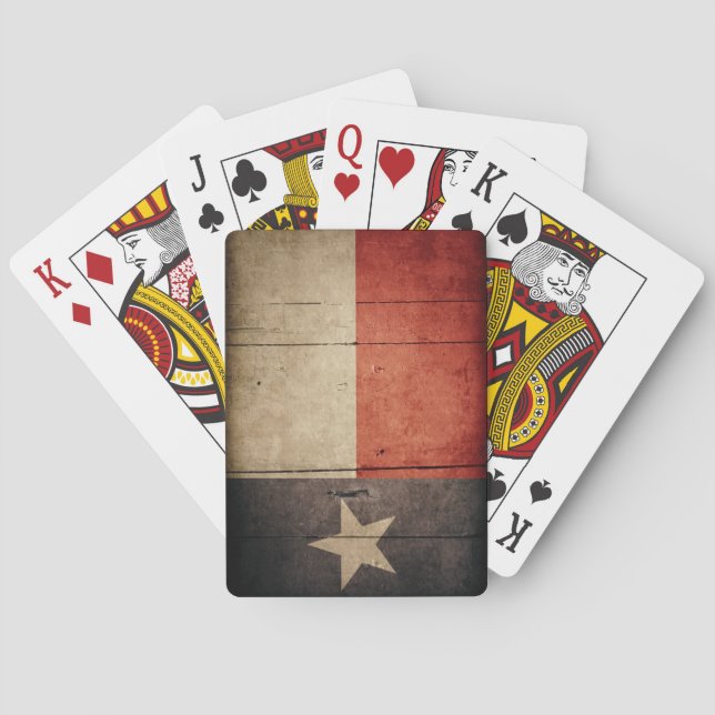 Rugged Wood Texas Flag Playing Cards (Back)