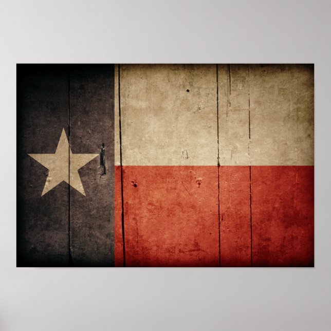 Rugged Wood Texas Flag Poster (Front)