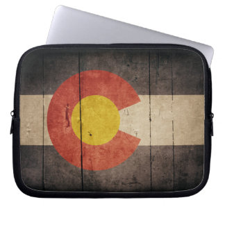 Rugged Wooden Colorado Flag Laptop Sleeve