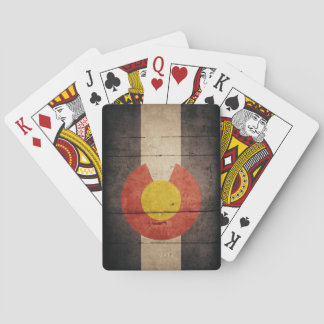 Rugged Wooden Colorado Flag Playing Cards