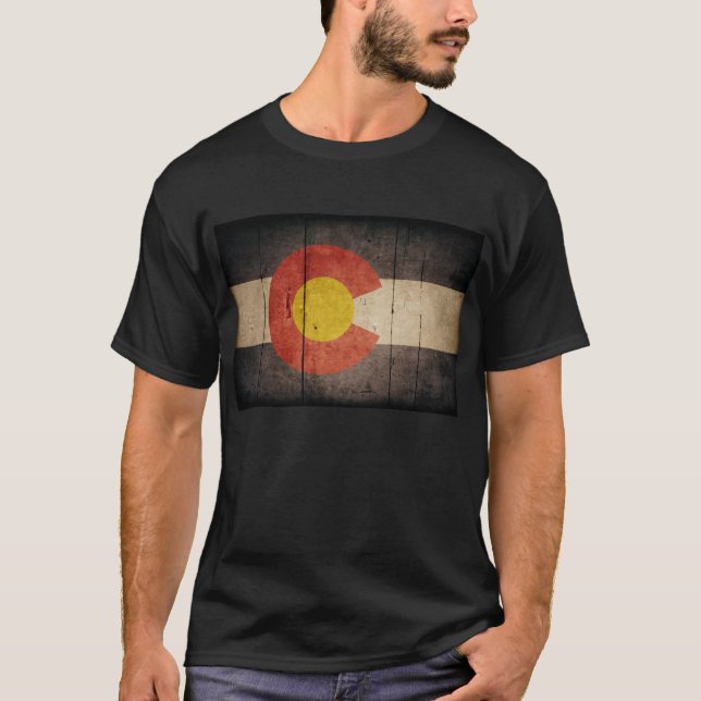 Rugged Wooden Colorado Flag T-Shirt (Front)