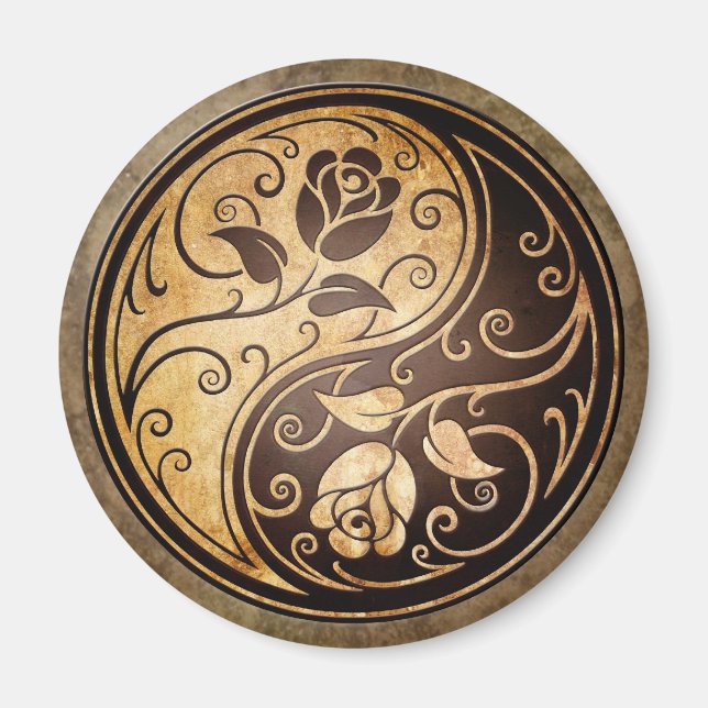 Rugged Yin Yang Roses Magnet (Front)