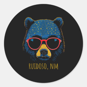 Ruidoso New Mexico Bear Wearing Sungles Design  Classic Round Sticker