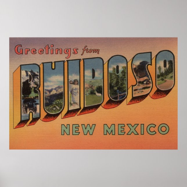 Ruidoso, New Mexico - Large Letter Scenes Poster (Front)