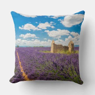 Ruin in Lavender Field, France Throw Pillow