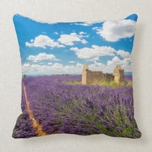 Ruin in Lavender Field, France Throw Pillow