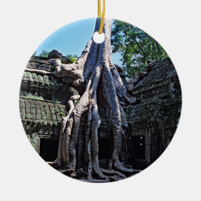 Ruin of Ta Prohm - Angkor Wat, Cambodia, Asia Ceramic Ornament (Front)
