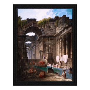 Ruins Of A Roman Bath With Washerwomen Photo Print
