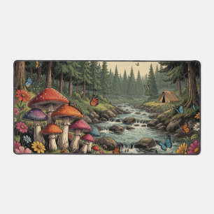 Ruisseau capricieux de la forêt avec champignons,