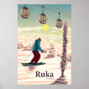 Ruka Finland Ski Resort Travel Poster