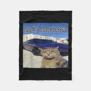 Rule 1 Always Boss Up Funny Cat Oddly Specific Dan Fleece Blanket