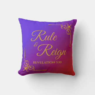 Rule & Reign 5:10 Revelation Red & Purple Throw Pillow
