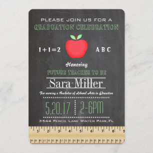 Ruler & Apple Teacher Graduation Invitation