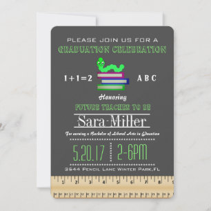 Ruler & Apple Teacher Graduation Invitation