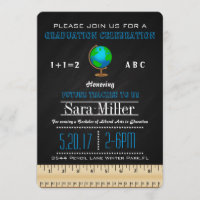 Ruler & Globe Teacher Graduation Invitation