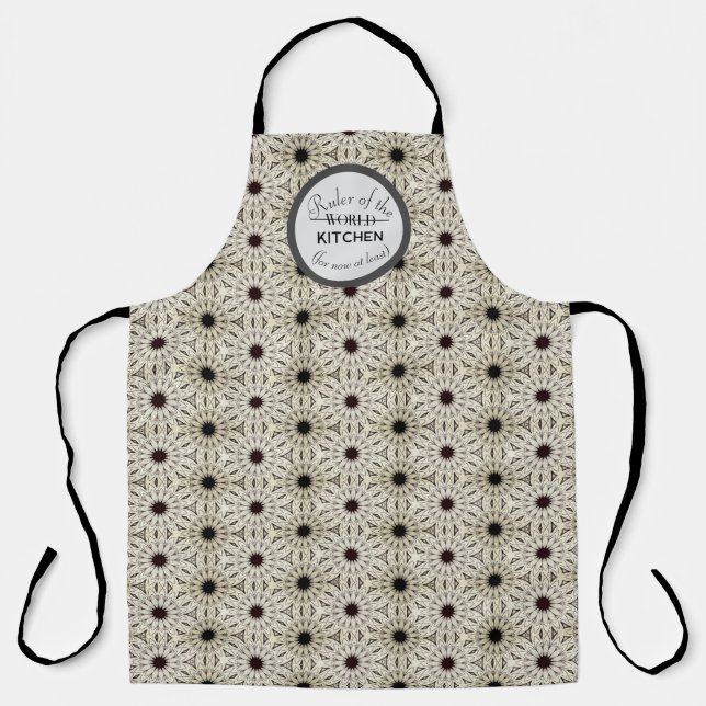 Ruler of the Kitchen Apron in Beige and Black (Front)