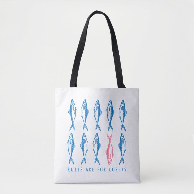 "Rules are For Losers" Funny Boho Coastal  Tote Bag (Front)