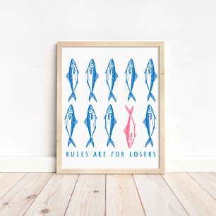 "Rules Are for Losers" Funny Boho Coastal Wall Art