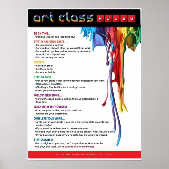 Rules for the Art Classroom Poster (Front)
