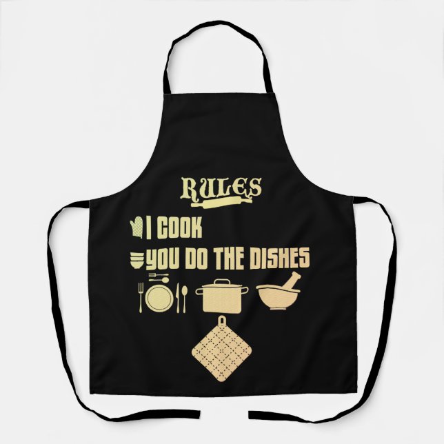 Rules I Cook You Do The Dishes Apron (Front)