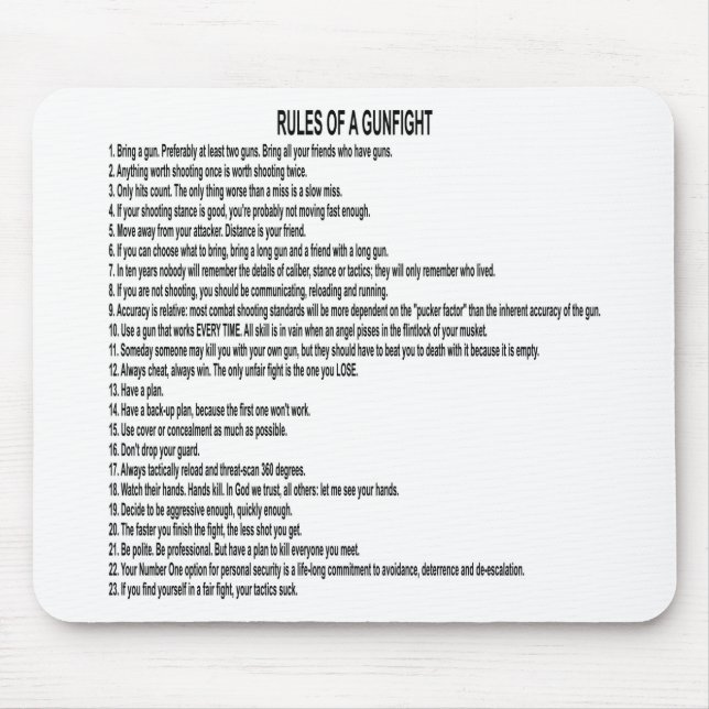 Rules Of A Gun Fight Mouse Pad (Front)
