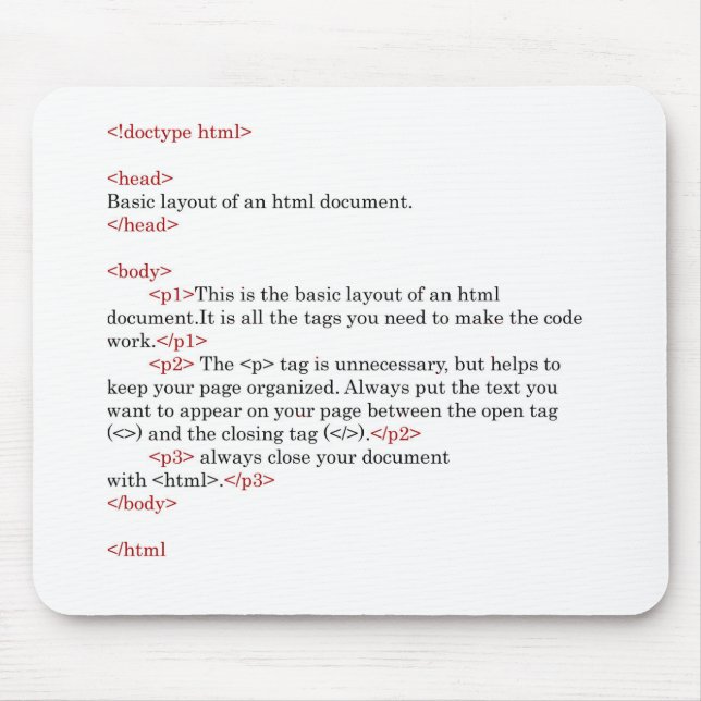 rules of html mouse pad (Front)