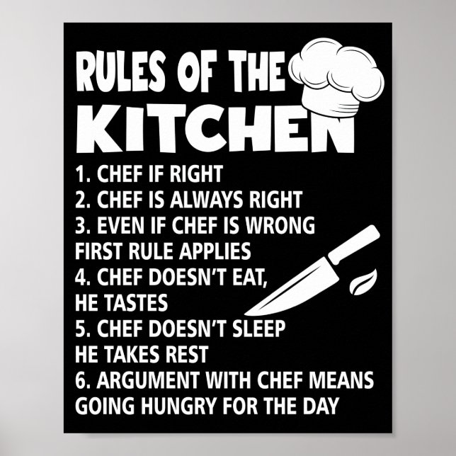 Rules Of The Kitchen Chef Cooking Poster (Front)