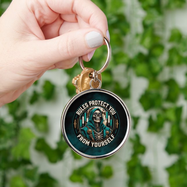 Rules Protect You From Yourself Teal Smoke Reaper  Keychain (Hand)