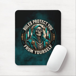 Rules Protect You From Yourself Teal Smoke Reaper Mouse Pad
