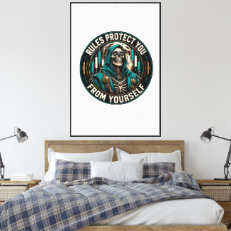 Rules Protect You From Yourself White  Canvas Print