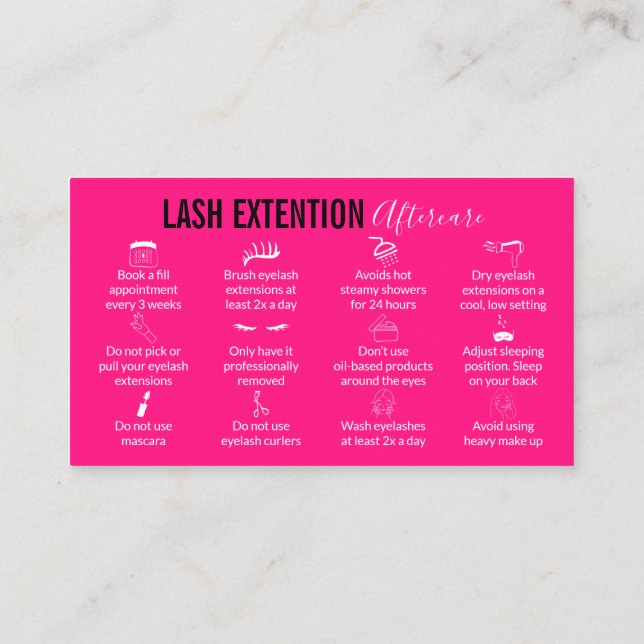 Rules to follow after getting eyelash extensions business card (Back)