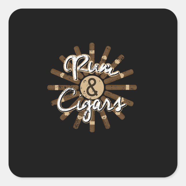 Rum And Cigars Cigar Lover Gift Cigar Smoker Square Sticker (Front)
