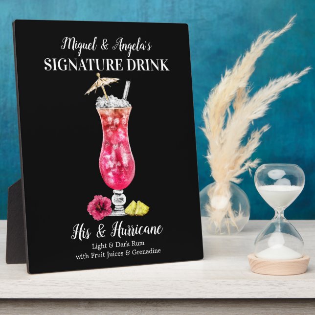 Rum Hurricane • PERSONALIZE this Signature Drink Plaque (Side)