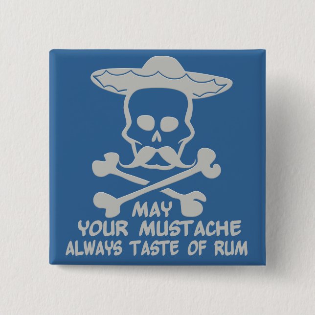 Rum Moustache custom colour button (Front)