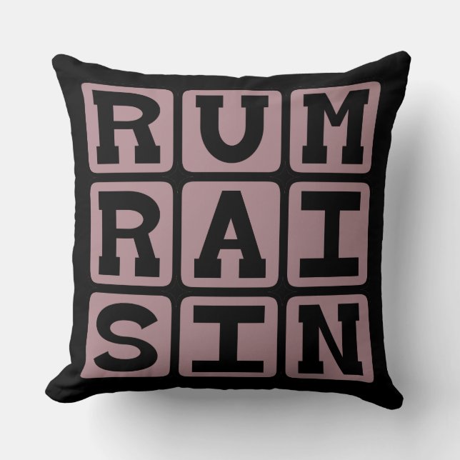 Rum Raisin, Ice Cream Flavour Throw Pillow (Front)