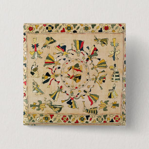 Rumal: square embroidery cover showing Punjabi dan 2 Inch Square Button