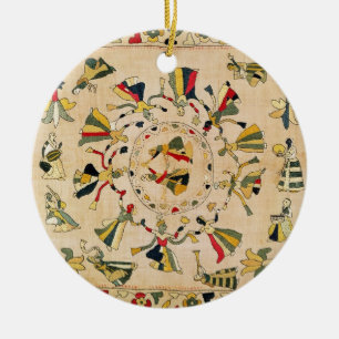 Rumal: square embroidery cover showing Punjabi dan Ceramic Ornament