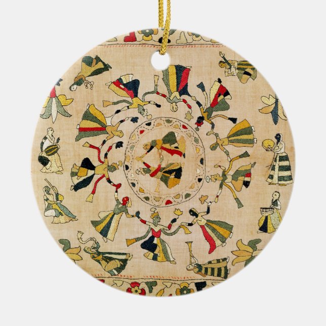 Rumal: square embroidery cover showing Punjabi dan Ceramic Ornament (Front)