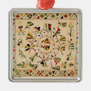 Rumal: square embroidery cover showing Punjabi dan Metal Ornament