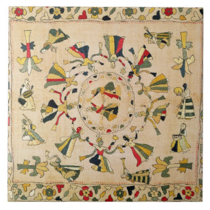 Rumal: square embroidery cover showing Punjabi dan Tile