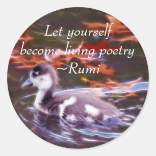 Rumi become living poetry classic round sticker