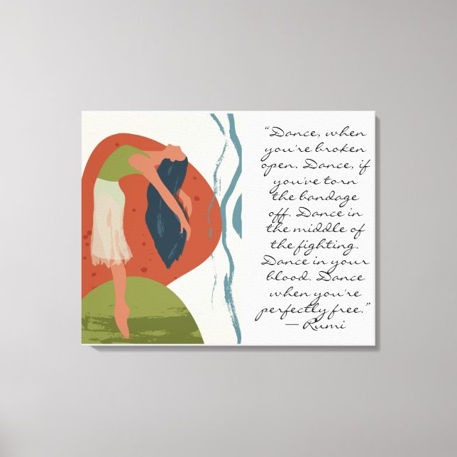 Rumi Dance Quote with Dancer  Canvas Print (Front)